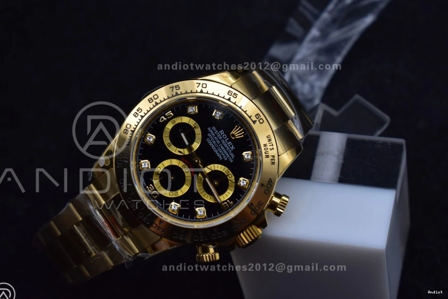 1:1 Bracelet QF Dial Edition 116508 Black Best Daytona on Diamonds YG V2 SH4130 1122